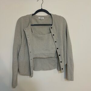 Madewell Grey Beige Cami/Cardigan set